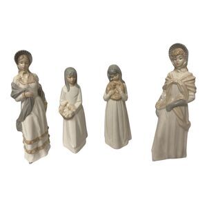 Vintage Sanbo Hand Painted Porcelain Figurines Ladies Girls Spain Set of 4
